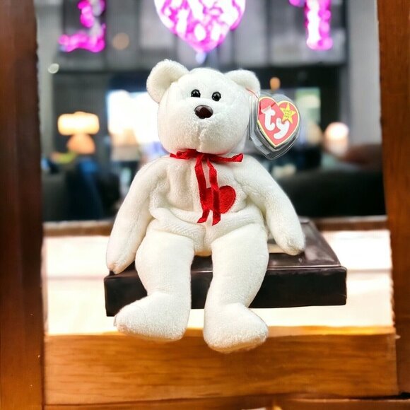 TY Valentino Bear Beanie Baby 1993/1994 with Tag Errors and Brown Nose Rare NWT - Picture 1 of 10